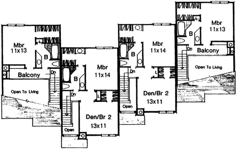 Floor Plan Second Story of Multi-Unit Plan #146-2118