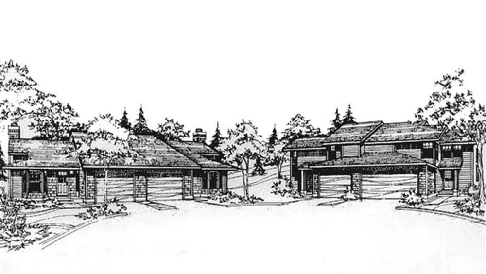Front view of Duplex/Multi-Unit home (ThePlanCollection: House Plan #146-2119)