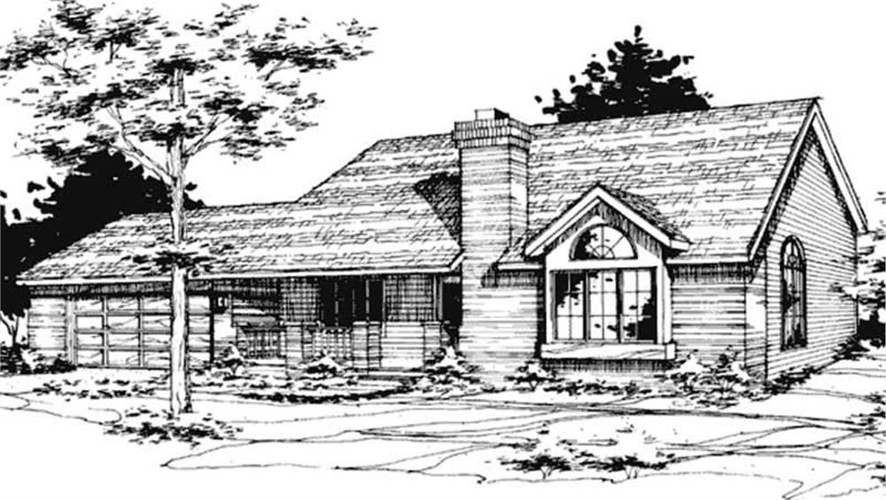 Front view of Country home (ThePlanCollection: House Plan #146-2127)