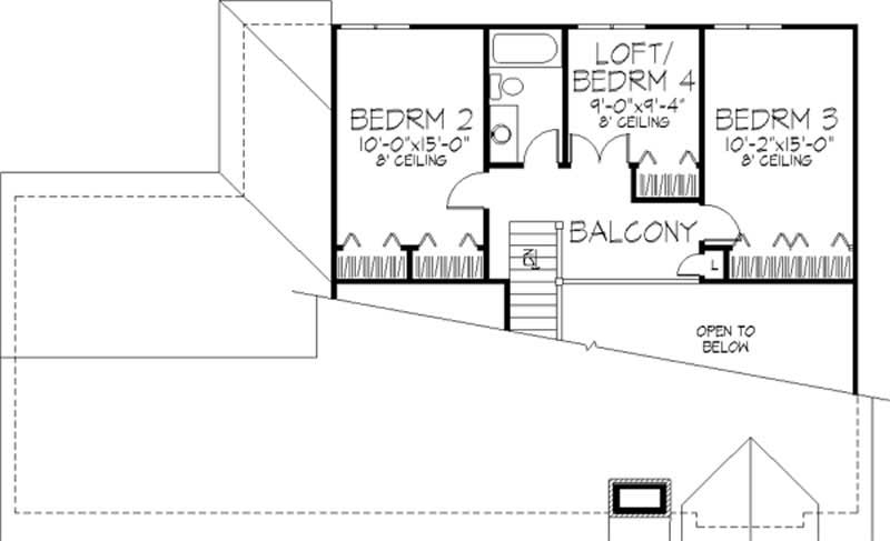 Floor Plan Second Story of Country Plan #146-2127
