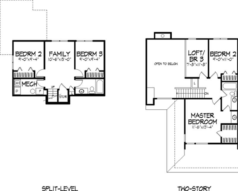 Floor Plan Second Story of Multi-Unit Plan #146-2128