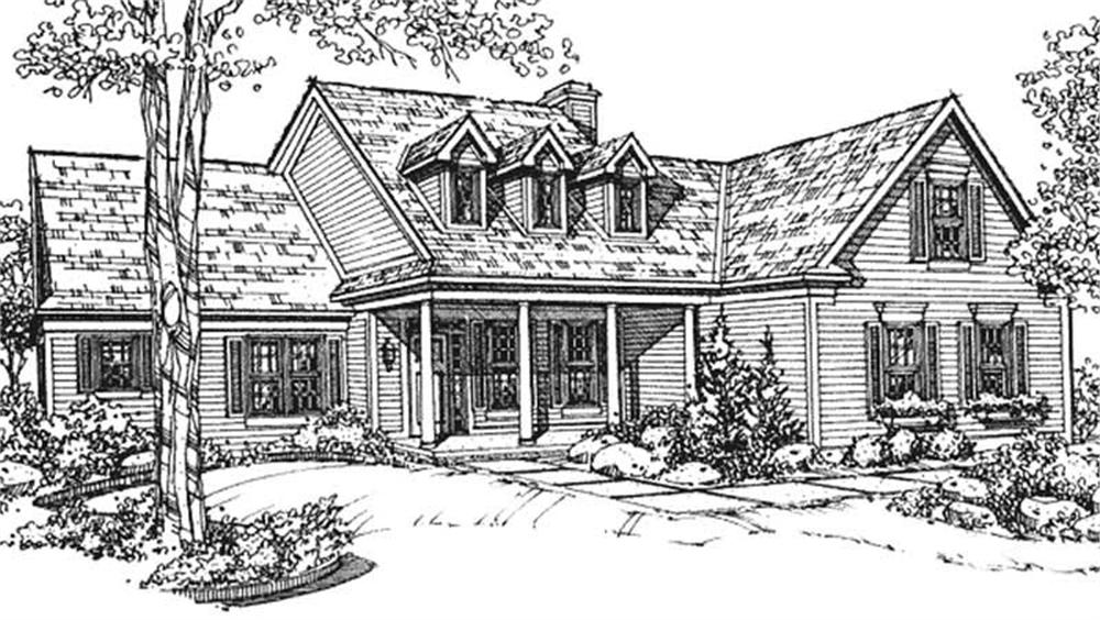 Front view of Country home (ThePlanCollection: House Plan #146-2129)