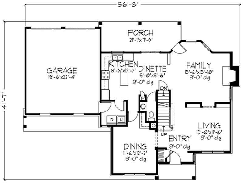 Floor Plan First Story of Colonial Plan #146-2133
