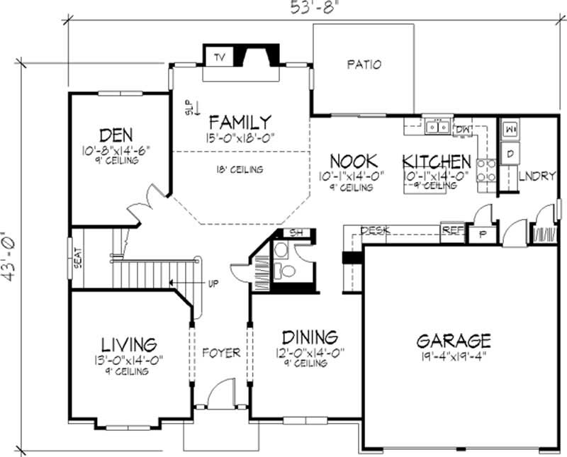 Floor Plan First Story of Colonial Plan #146-2139