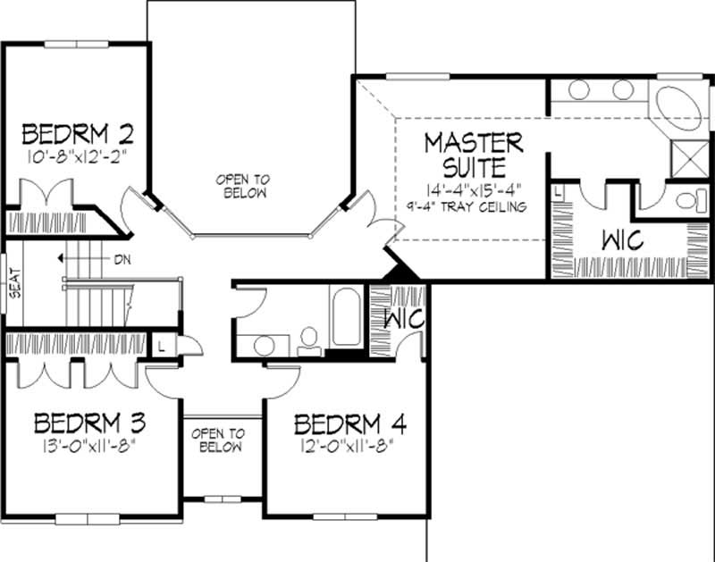 Floor Plan Second Story of Colonial Plan #146-2139
