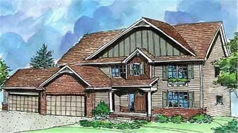 Front view of Country home (ThePlanCollection: House Plan #146-2145)