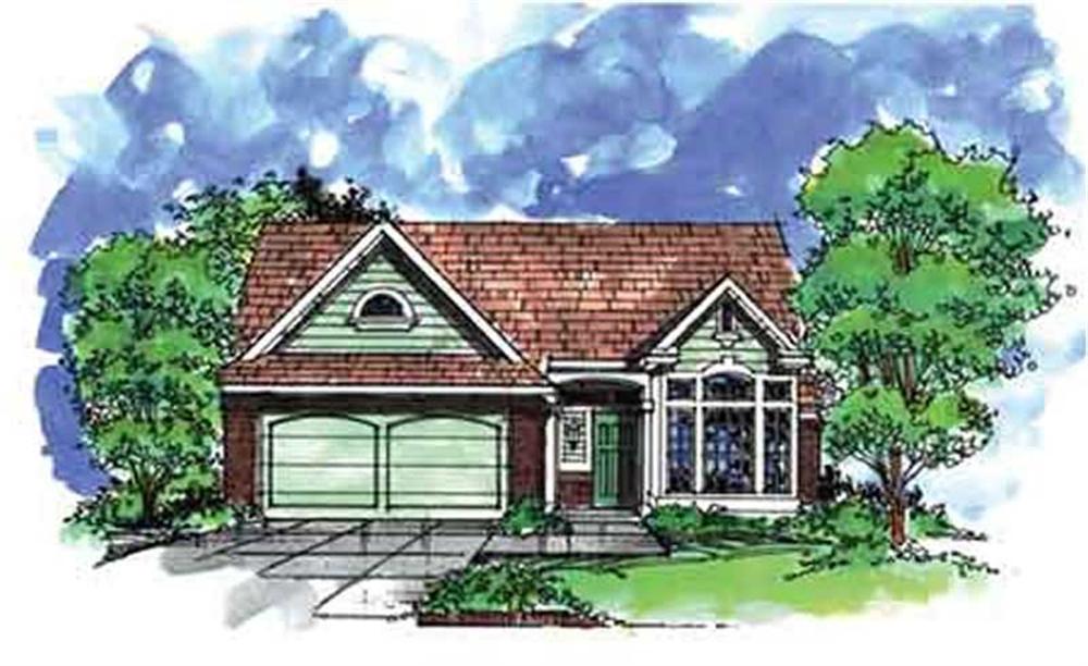 Front view of European home (ThePlanCollection: House Plan #146-2147)