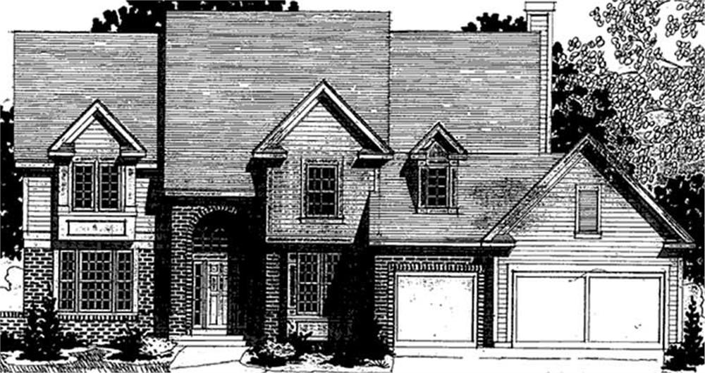 Front view of Colonial home (ThePlanCollection: House Plan #146-2149)