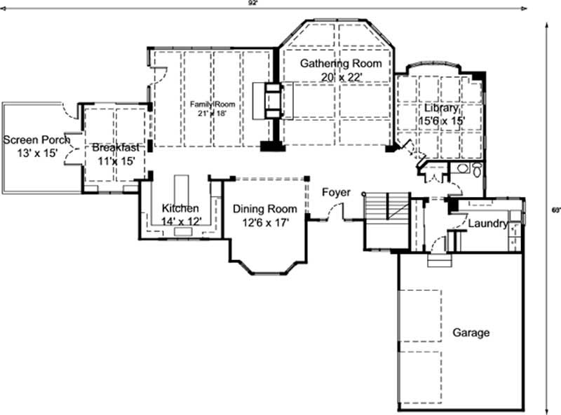 Floor Plan First Story of Craftsman Plan #146-2151