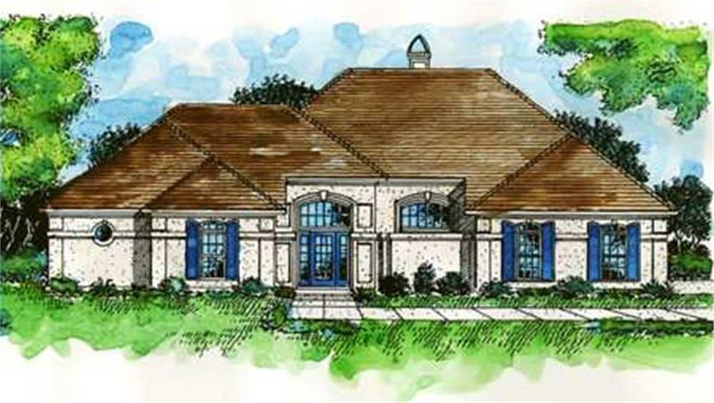 Front view of European home (ThePlanCollection: House Plan #146-2152)