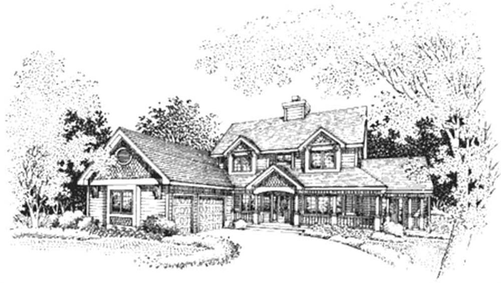 Front view of Country home (ThePlanCollection: House Plan #146-2156)