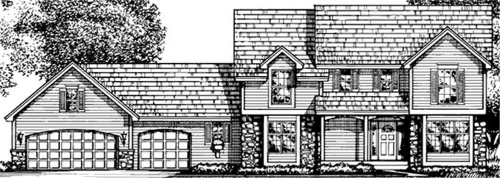 Front view of Country home (ThePlanCollection: House Plan #146-2158)