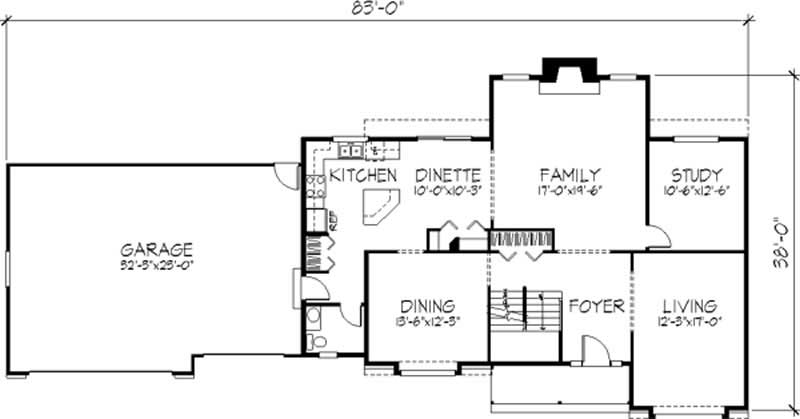 Floor Plan First Story of Country Plan #146-2158