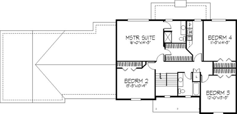 Floor Plan Second Story of Country Plan #146-2158