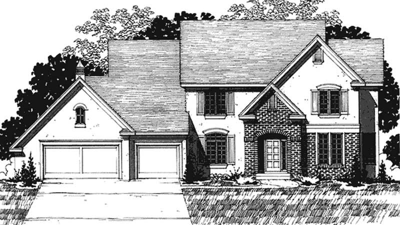 Front view of European home (ThePlanCollection: House Plan #146-2159)