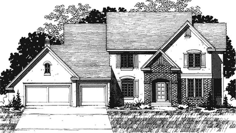 Front view of European home (ThePlanCollection: House Plan #146-2159)