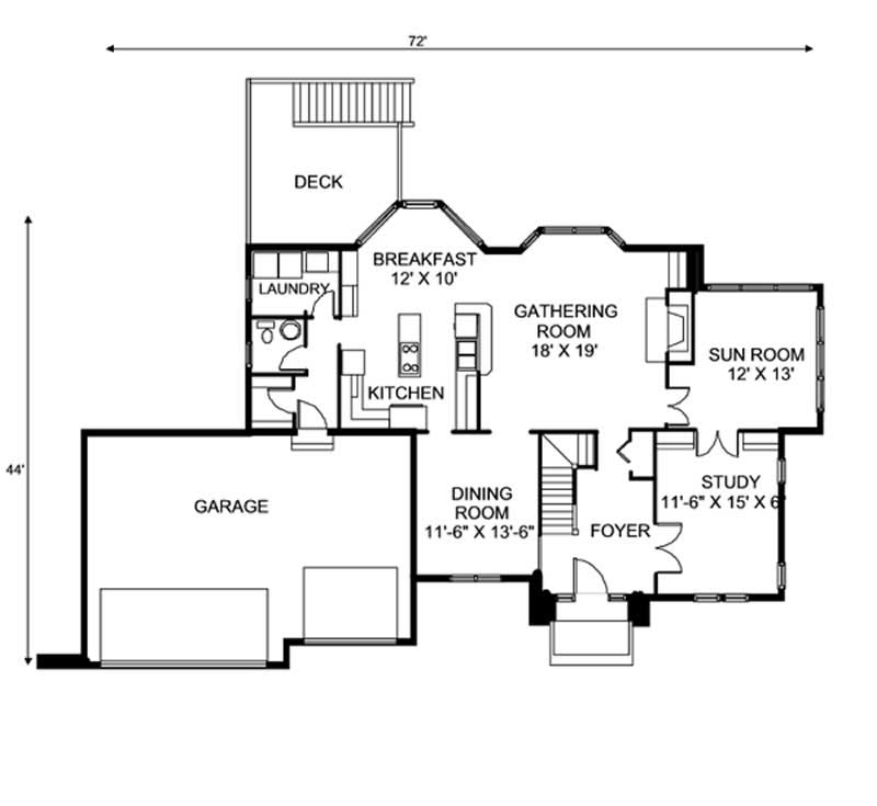 Floor Plan First Story of European Plan #146-2159