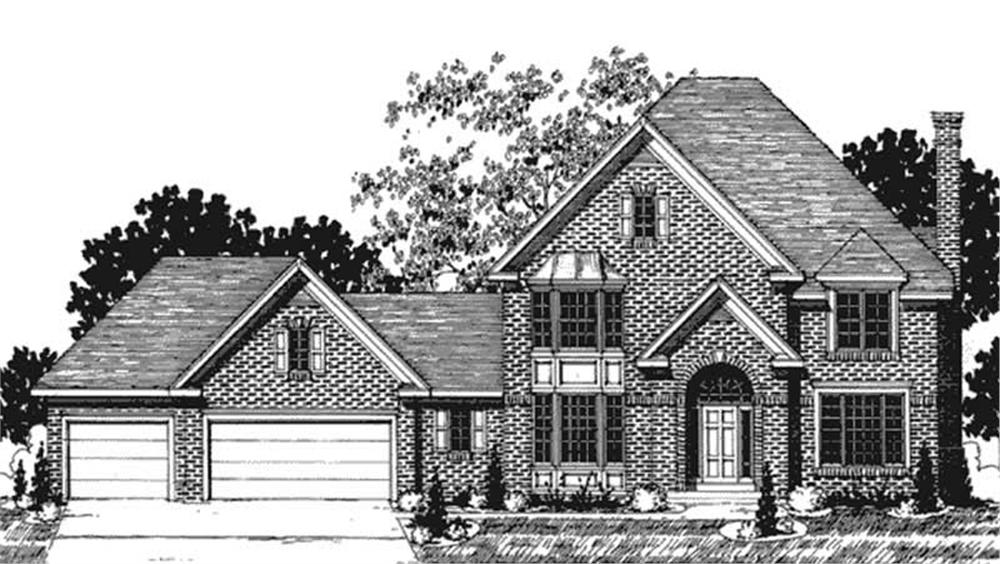 Front view of European home (ThePlanCollection: House Plan #146-2160)