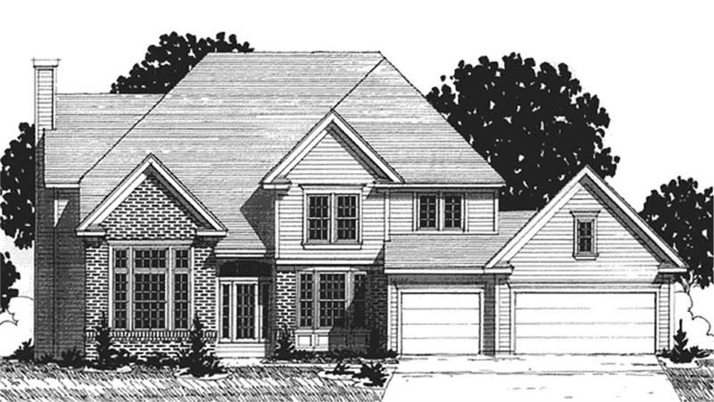 Front view of Colonial home (ThePlanCollection: House Plan #146-2162)