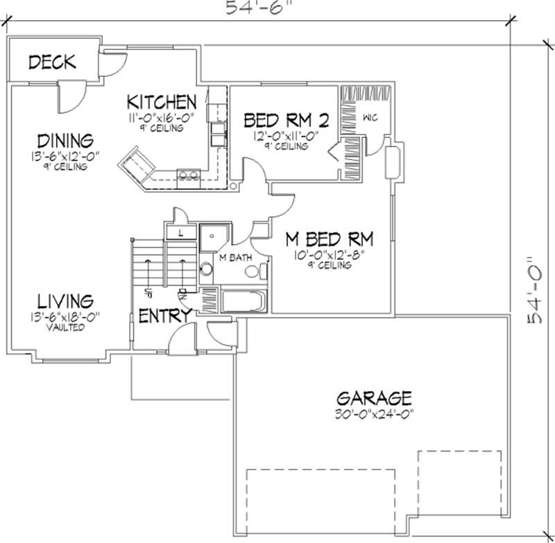 Floor Plan Second Story of European Plan #146-2163