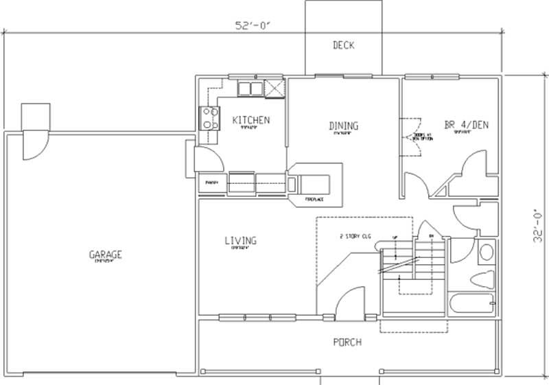 Floor Plan First Story of Country Plan #146-2164