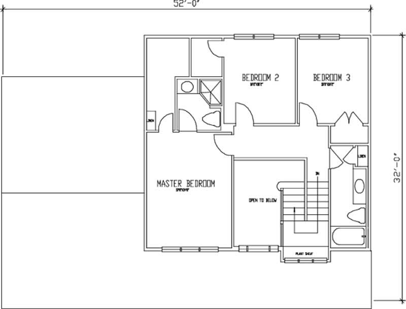 Floor Plan Second Story of Country Plan #146-2164