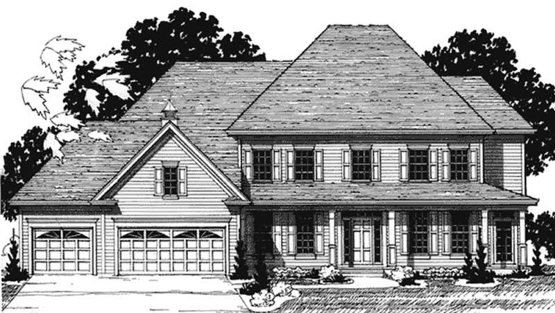 Home Plan Front Elevation of this 4-Bedroom,3485 Sq Ft Plan -146-2165