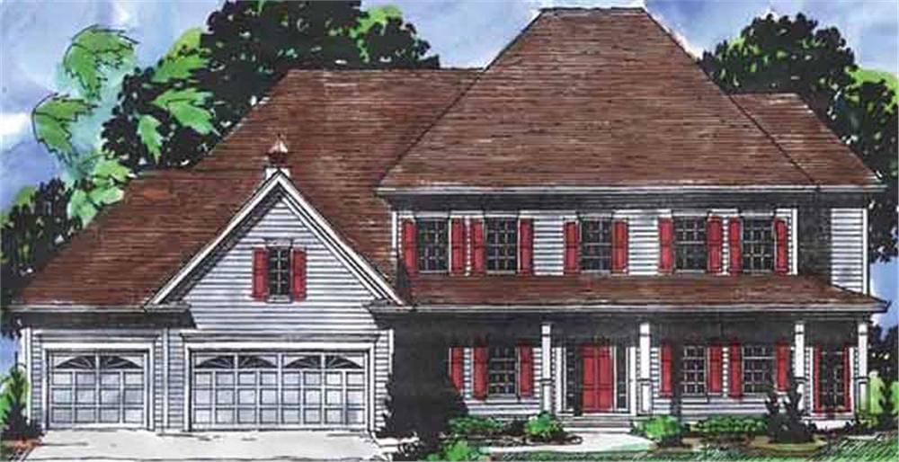 Front view of Country home (ThePlanCollection: House Plan #146-2165)