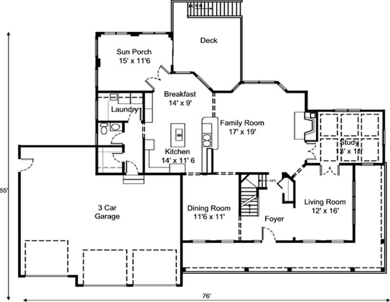 Floor Plan First Story of Country Plan #146-2165