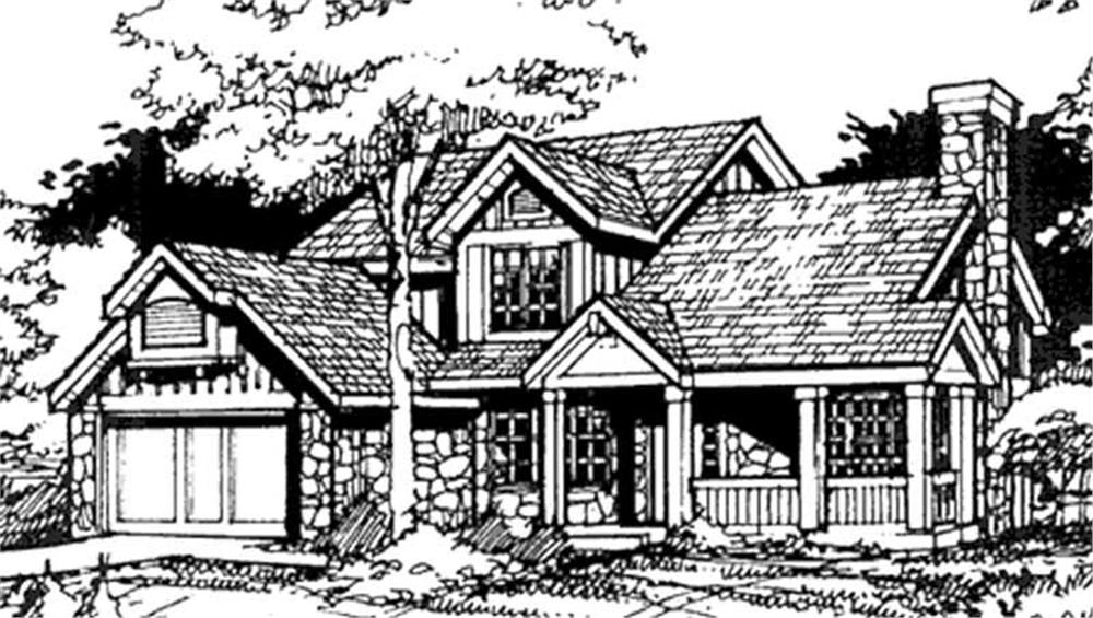 Front view of Country home (ThePlanCollection: House Plan #146-2168)