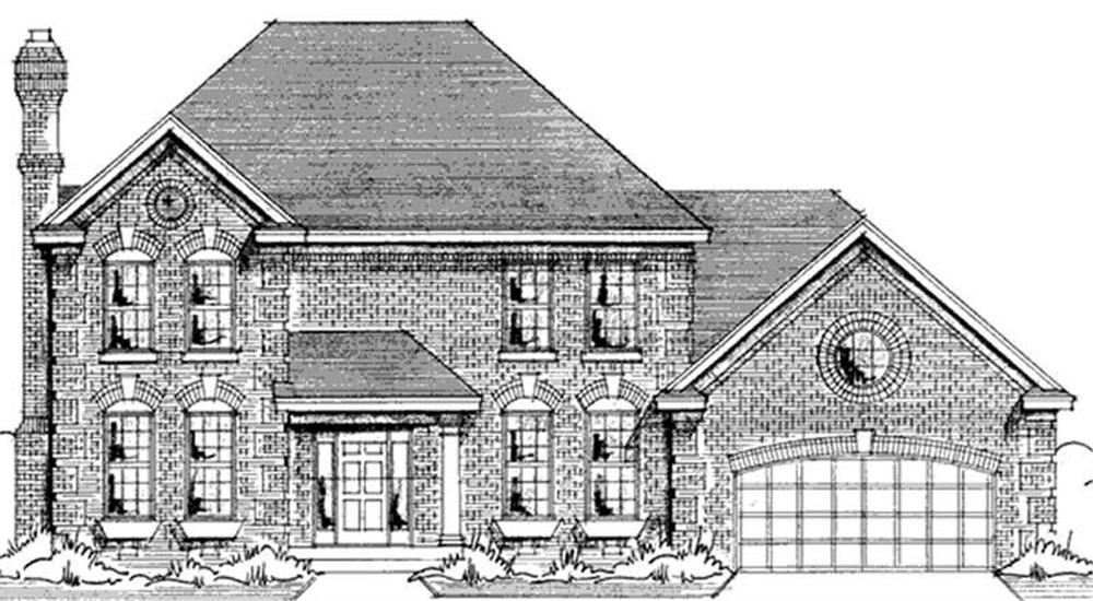Front view of Colonial home (ThePlanCollection: House Plan #146-2169)