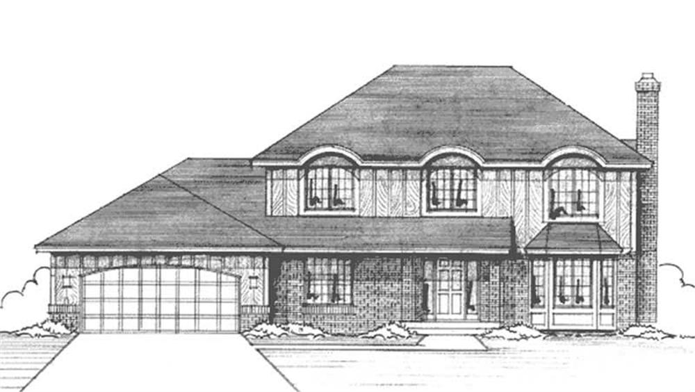 Front view of European home (ThePlanCollection: House Plan #146-2172)
