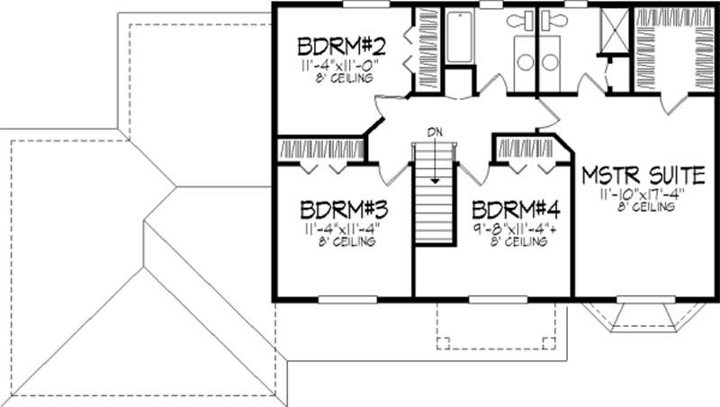 Floor Plan Second Story of European Plan #146-2172