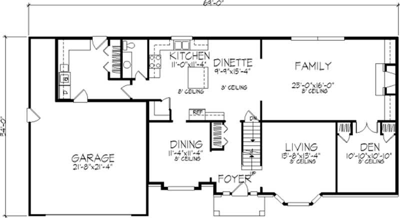 Floor Plan First Story of Colonial Plan #146-2177