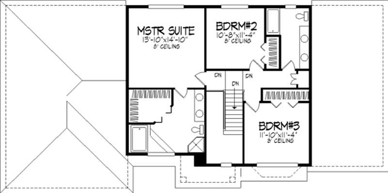 Floor Plan Second Story of Colonial Plan #146-2177