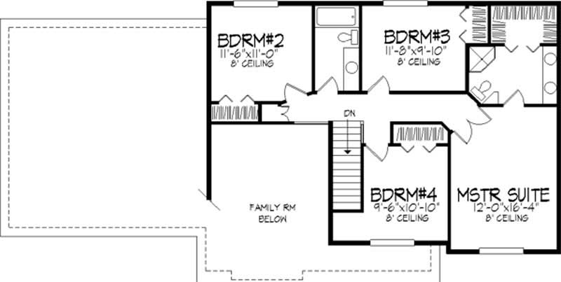 Floor Plan Second Story of Country Plan #146-2178