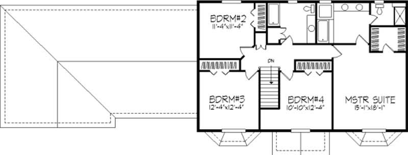 Floor Plan Second Story of Tudor Plan #146-2179