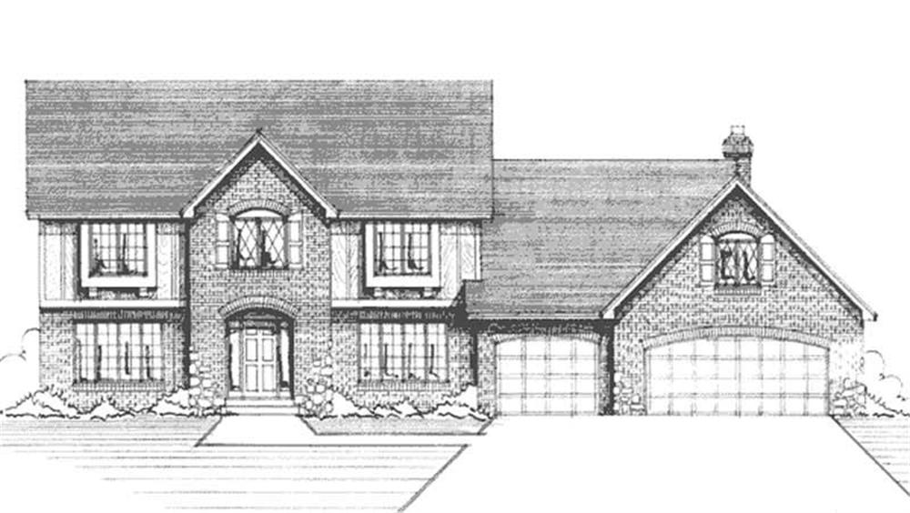 Front view of European home (ThePlanCollection: House Plan #146-2182)