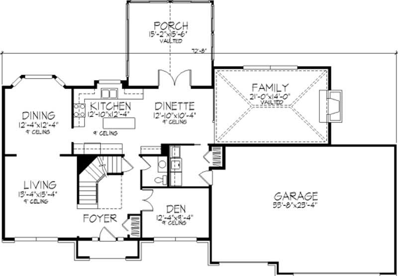Floor Plan First Story of European Plan #146-2182