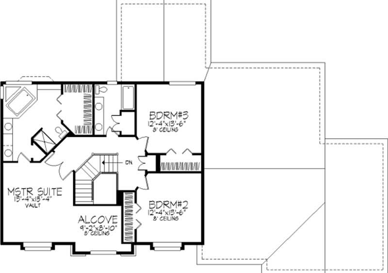 Floor Plan Second Story of European Plan #146-2182