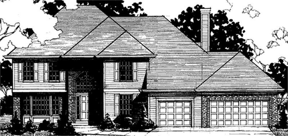 Front view of European home (ThePlanCollection: House Plan #146-2183)