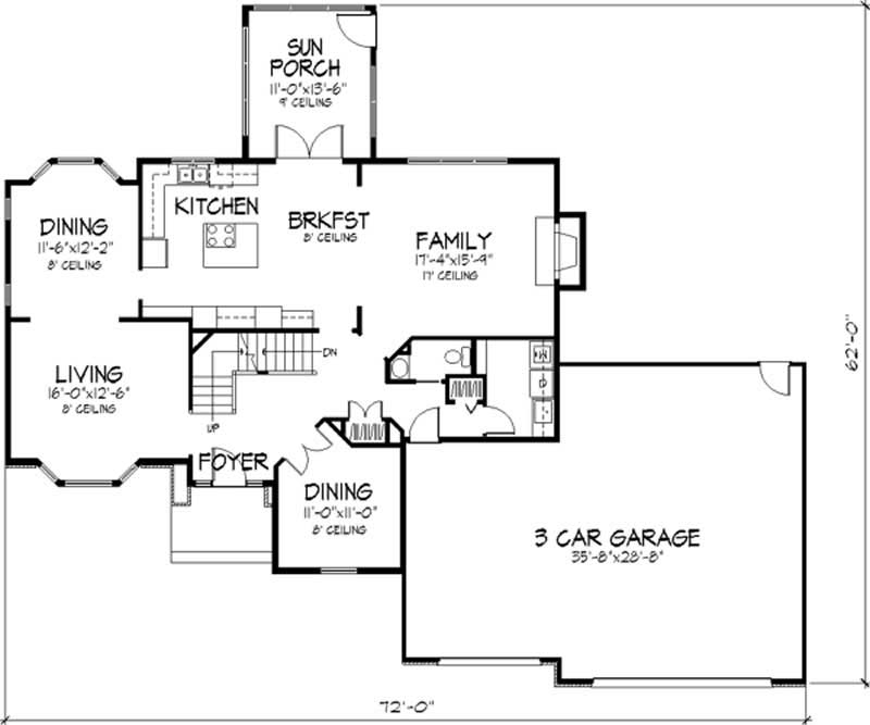 Floor Plan First Story of European Plan #146-2183