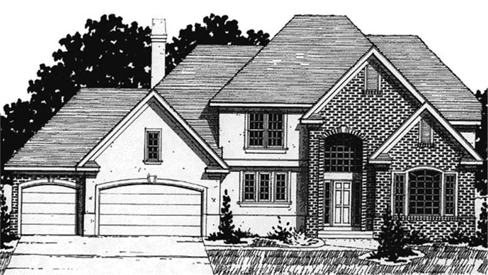 Front view of European home (ThePlanCollection: House Plan #146-2185)