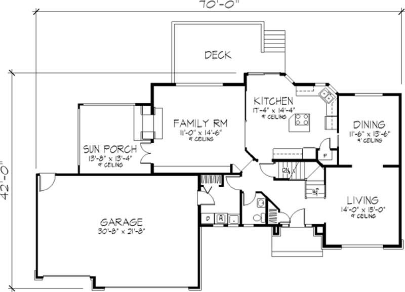 Floor Plan First Story of European Plan #146-2185