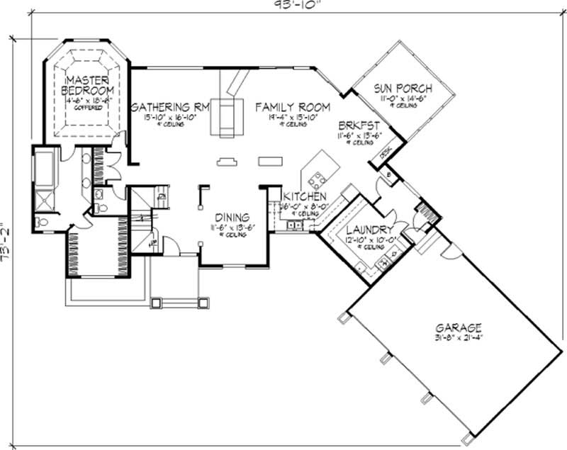 Floor Plan First Story of Colonial Plan #146-2186