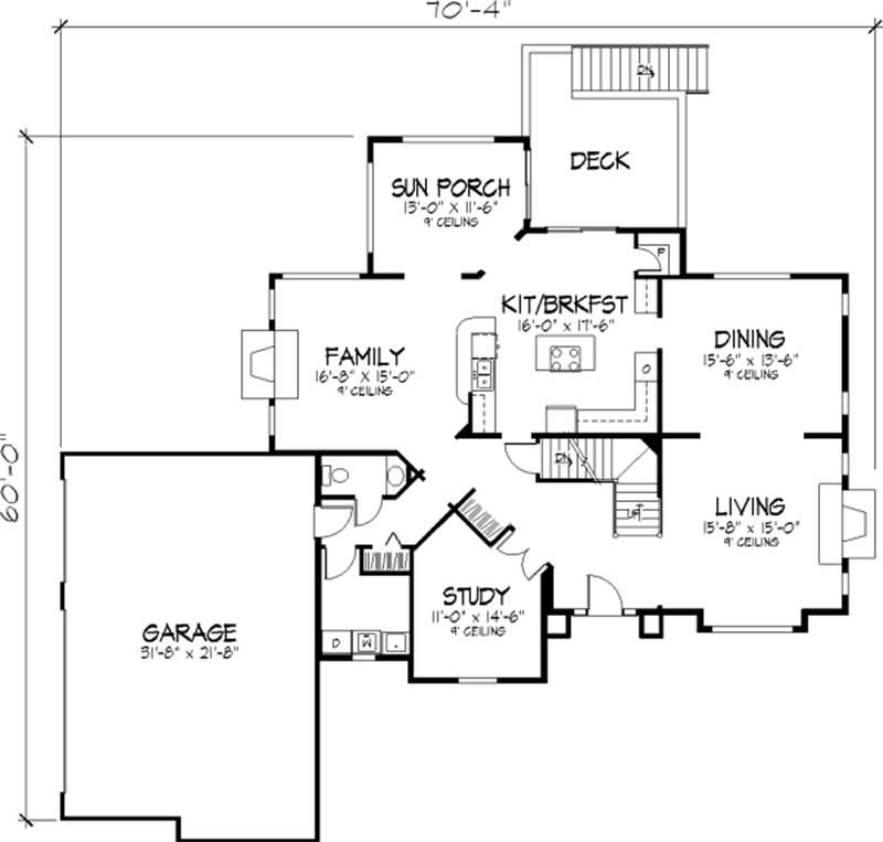 Floor Plan First Story of Colonial Plan #146-2189
