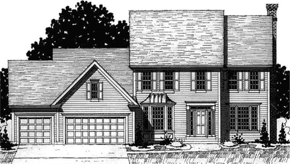 Front view of Colonial home (ThePlanCollection: House Plan #146-2191)