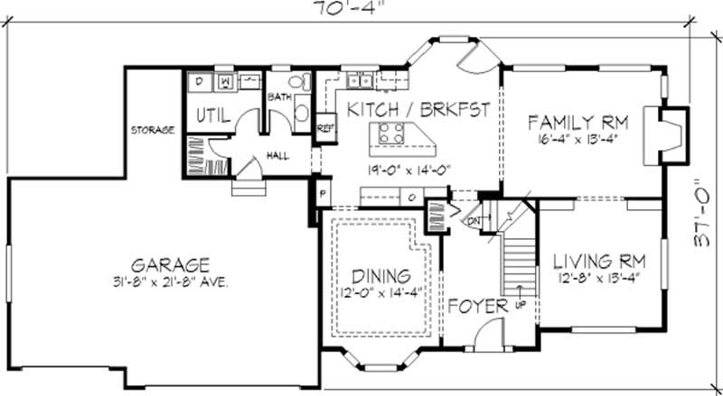 Floor Plan Basement of Colonial Plan #146-2191