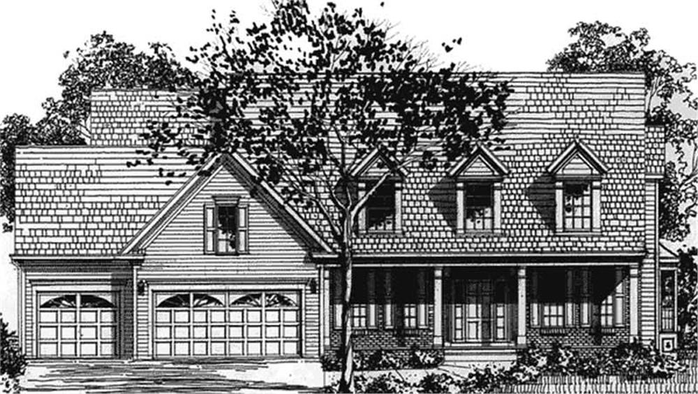 Front view of Colonial home (ThePlanCollection: House Plan #146-2192)