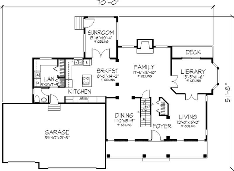 Floor Plan First Story of Colonial Plan #146-2192